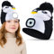 USB-Aufladung Mütze mit Licht Kinder Wintermütze, Warme Strickmütze mit LED Licht, 4 LED Mütze Extrem Helles Licht, Tolles Geschenk für Jungen und Mädchen, für Spaziergänge Im Freien, Campingnutzung