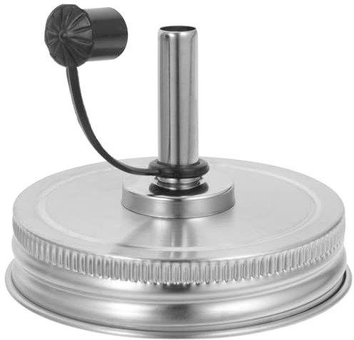 Alipis Stainless Steel Oil Pot Lid 2.76 Inch Narrow Mouth Mason Jar Pour Spout Cover with Silicone Seal for Precise Oil Dispensing and Leak Prevention