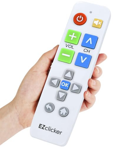 EZclicker Télécommande TV Universelle à Gros Boutons Simple et Facile à Utiliser, idéale pour Les Personnes âgées, Fonctionne avec Les Grandes Marques de TV (2 Piles AAA Non incluses) (Blanc)