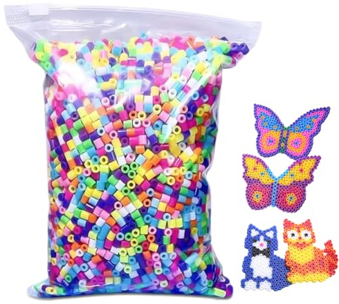 Lot de 10 000 perles à repasser de 5 mm - 20 couleurs - Perles à repasser DIY - Cadeau pour enfants - Pour fête d'anniversaire