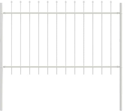 vidaXL Metallgartenzaunpaneel Set Langlebige Stahl Außenumzäunung mit Weißem Mattfinish für Garten 170 x 3,4 x 150 cm Montage erforderlich 2 Personen Modernes Design Paneele Grenze Flach