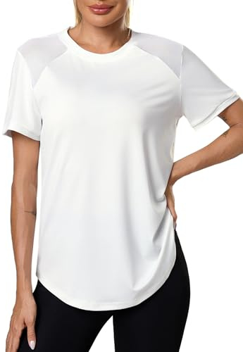 Terecey Tee Shirt Sport Femme Dos Mesh Coupe Ample | Empiècements en maille aux épaules et au dos, sensation aérée, confort pendant les séances actives