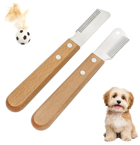 2 Piezas Set de Cuidado para Mascotas,mit Pelota Elástica Peine para Perros Cepillo para Perros y Gatos Herramienta Segura para Desprender Pelo ara Desenredar Estimular Resistente Anti Rotura