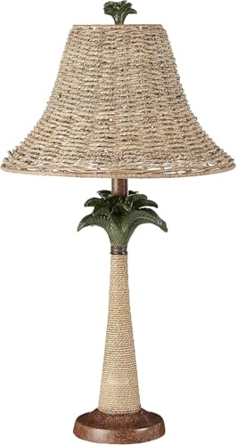 Zingz & Thingz Decorative LED Table Lamp with Shade, 13.5x13.5x25.5, Palm Tree