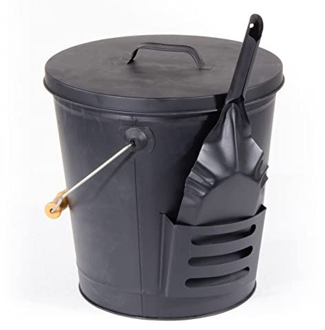 VERDELOOK Set Raccolta Cenere da Camino in Ferro Paletta e Secchio, per Pulizia Camino e arredo