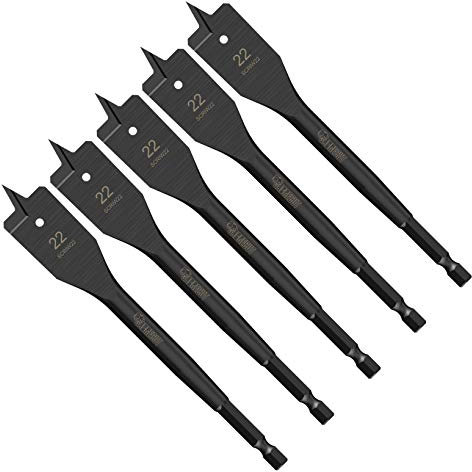 5 x SabreCut SCRIW22_5 22mm x 152mm Impact Rated Flat Wood Spade Bits for Softwood Hardwood Chipboard