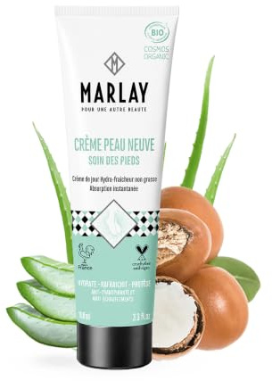 Marlay Cosmetics - Crème Peau Neuve 100 ml - Crème Pieds Hydratante - Anti-transpirante & Anti-échauffements - 99% Origine Naturelle - Prévient Callosités & Cuticules - Fabriquée en France