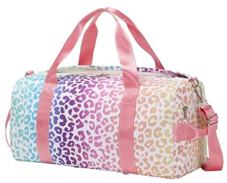 SellerFun Teens Women Travel Bag Girls Gym Duffle Bag Sports Ballet Bag with Shoe Compartment(Leopard Print,23 Liters)