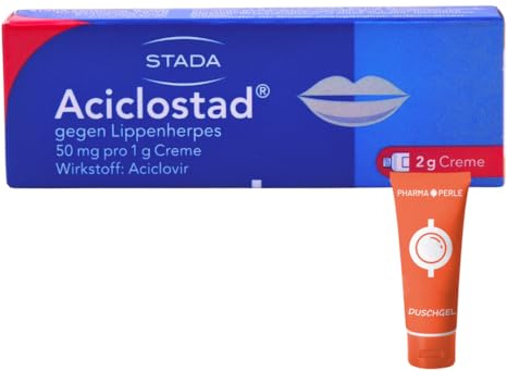 Aciclostad Creme gegen Lippenherpes – Mit Aciclovir, bewährt gegen Herpes I Linderung von Schmerzen und Juckreiz I Sparset mit give-away von Pharma Perle (1 x 2 g)