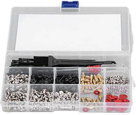 366 Pcs Computer Screw Set, Motherboard Standoffs Screw Kit with Screwdriver Brush, High Quality Brass Steel Fiber Paper, for Computer Case Power Supply Motherboard Hard Disk Fan