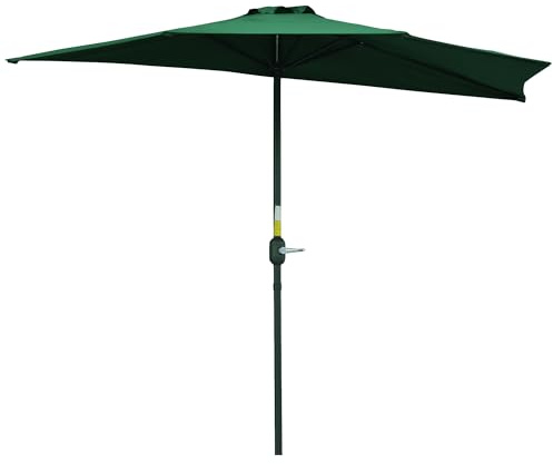 Outsunny Demi parasol - parasol de balcon 5 entretoises métal 2,93 x 1,5 x 2,49 m polyester haute densité vert