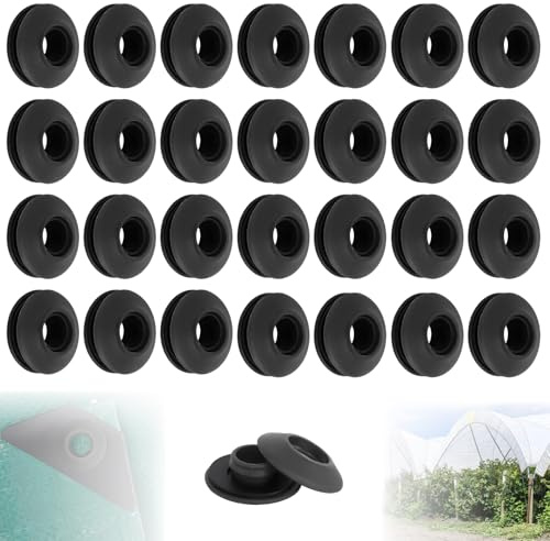 50 Pièces Œillets en Plastique pour Bâche, Ensemble d'oeillets en Plastique, Convient aux Tentes, Bâches de Piscine, Rideaux, Tapis de Sol, Bâches d'auvent (28 x 28 x 12 mm） (Noir)