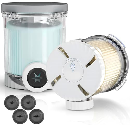 2 Pack Ice Cream Tubs Compatible with NC701UK NC700 Series Swirl Ice Cream & Soft Serve Makers - 16 oz Replacement Pint Containers with 4Pcs Replacement Swirl Nozzles, BPA-Free & Dishwasher Safe