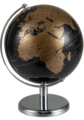 COSTWAY Mappamondo con Base in Metallo, Mappamondo Accurato in l’Inglese, Globo Educativo 21 cm, Decorazione Moderna per Scrivania, Casa, Ufficio, Scuola (Dorato)