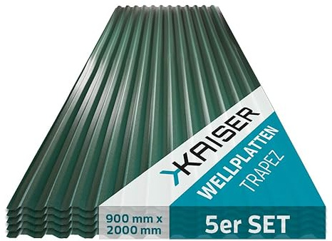 KAISER plastic® Wellplatten Grün | Wellplatten Dach, Welldach Kunststoff | Dachplatten wetterfest | Überdachung (5, 90 x 200 cm)
