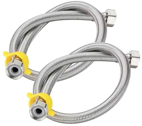 Flexibla slang på 1/2 tum, 2 stycken 20 cm i rostfritt stål, slangförlängning för kran, flexibel anslutningsslang, flätad slang i rostfritt stål för kranventil