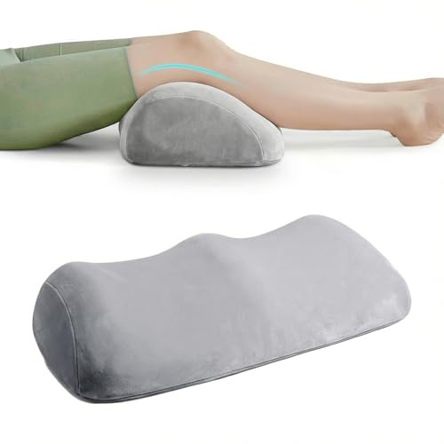 Ergonomie Kniekissen für Schlafen - Knierolle Venenkissen 55×30×12CM, Knierolle Lagerungsrolle, Venenkissen Beinhochlagerungskissen, Polsterkissen für Beine Knie, Seiten- und Rückenschläfer (Hellgrau)