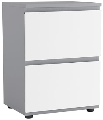 URBNLIVING Bedside Table with 2 Drawers - Modern Chest of Drawers Dresser with Smooth Metal Runners for BedroomLiving RoomOffice & Hallway