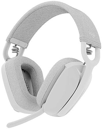 Logitech Zone Vibe 100 Lightweight Wireless Headphones with Noise Cancelling Mic,Multipoint Bluethooth, Works with Teams,Google Meet, Zoom, Mac/PC,White