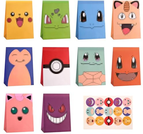 Geschenktüten Kindergeburtstag 14 Stück Geburtstag Mitgebsel mit Aufkleber, Klein Geschenktüte Kinder Candybar Tüten für Kindergeburtstag Hochzeit Candybag