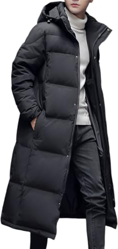 Oanviso Veste en Duvet Longue Homme Manteaux à Capuche Hiver | Blouson, Coupe-Vent, Chaud, Épais, Respirant, Manteaux, de Doudoune, Extérieure