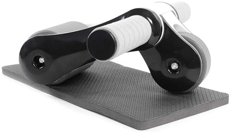 LUXTRI Bauchroller mit Kniematte 240 x 170 mm, Ab Roller klappbar mit 2 Rädern, Bauchmuskeltrainer zur Stärkung des Oberkörpers, Bauchroller, Ab Wheel Workout