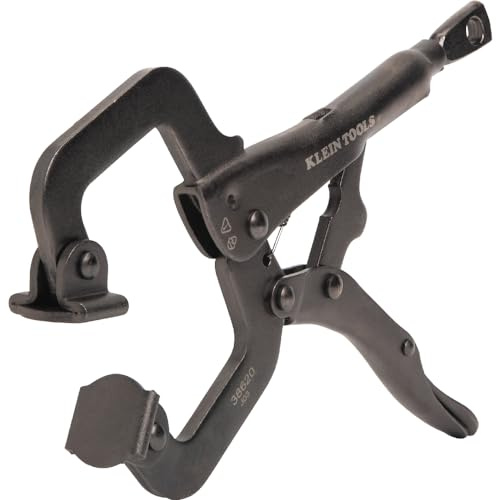 Klein Tools 38620 C-Clamp Locking Pliers with Swivel Pad Jaws, Intuitive Thumb Knob, Adjustable Clamp for Home, Shop, Woodworking, 6-Inch