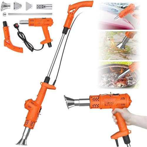 Diserbante Elettrico, Bruciatore Elettrico per Erbacce Torcia ad Aria Calda per Barbecue Accendino con Cavo da 5,9 Piedi 5 Ugelli Diserbante Elettrico Bastone per Diserbo Termico Accenditore per BBQ
