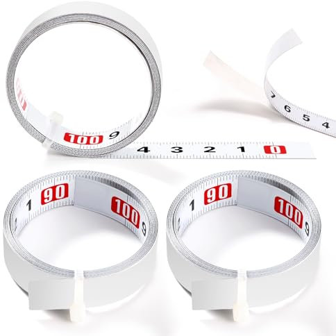 YIXISI 3 Pièces 1m Mètre Ruban Auto Adhésif, Règle Métrique Auto-Adhésive, Ruban à Mesurer Auto-Adhésif, Droite à Gauche Ruban à Mesurer en Acier, pour Établis et Machines, Blanc