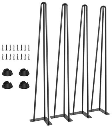 TITECK Hairpin Table Legs Black - 71cm 3 Rod / 10mm, Table Legs For Desk Dining Table DIY Furniture With Screws Heavy Duty Furniture Legs (28)
