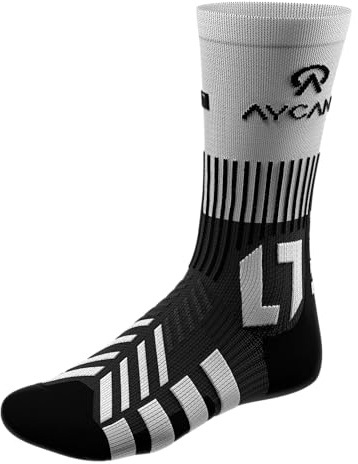 AYCANE Powerlight - Calzini a metà polpaccio per hockey, piccoli calzini da hockey su ghiaccio, protezione contro i morsi di pizzo, anti-umidità, asciugatura rapida, nero, Medium-Large