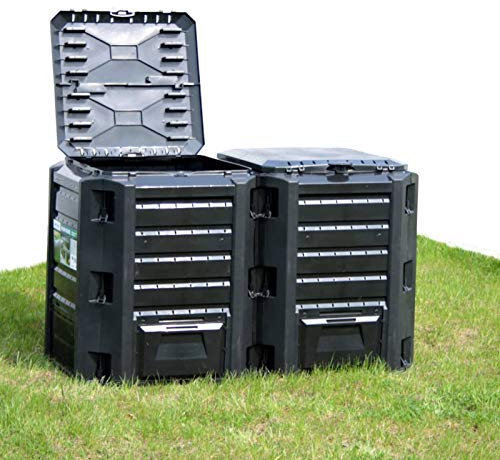 Tidyard Composteur de Jardin Noir 1600 L Bac Composteur Déchets Bac à Composte