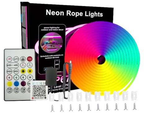 Xijobido Tira de Luz LED - Tira De Luces Multiusos,Cortable A Medida, Activada Por Sonido, Accesorios Inteligentes De Iluminación Con Cambio De Color Para Apartamentos, Jardines, Balcones,