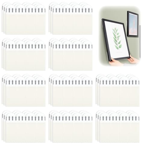 kclkda 120 Pieces Picture Hanging Strips, Command Strip No Tools Water-Resistant Wall Strip Removable Adhesive Refill Strips Hook and Loop Tape Damage Free for Posters, Indoor Hooks and Wall Décor