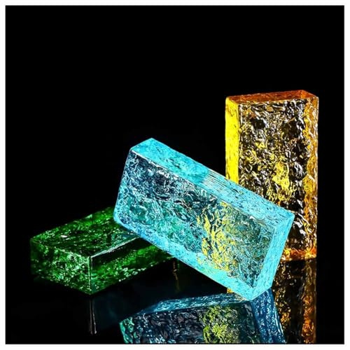 LXHELIVERY 10 Pack-High Transparency Ice Crystal Patterned Rectangular Solid Glass Brick Used In Building Fields Such As Wall Partitions(Pink)