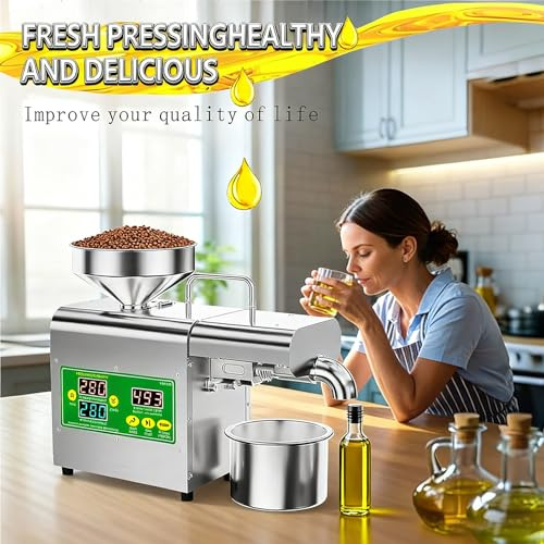 Automatisk oljepress, kall- och varmpressande oljemaskin för hemmet, jordnötter, sesam, kokosnöt, solrosfrön, sojabönor, valnötter 110V