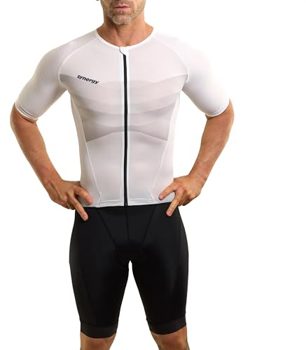 Synergy Pro 3.0 Men's Triathlon Short Sleeve Trisuit (Bone 3.0, Large)