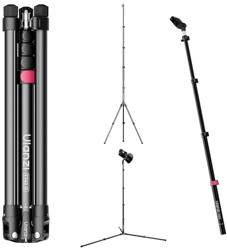 ULANZI TT43 II ljusstativ, 210 cm lätt omvänt fällbart stativ med snabbkopplingsbart tilt-huvud, 4 kg last, avtagbar mittstång som bomarm, för studiofoto, video och livestreaming