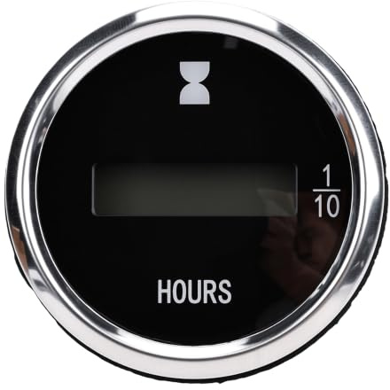 Akozon Contador Horario Mecánico 52 Mm 12-24 V Temporizador Digital Roscado de 2 Pines con Resolución 999999,9 Horas 0,1 para Excavadoras, Cargadoras, Topadoras