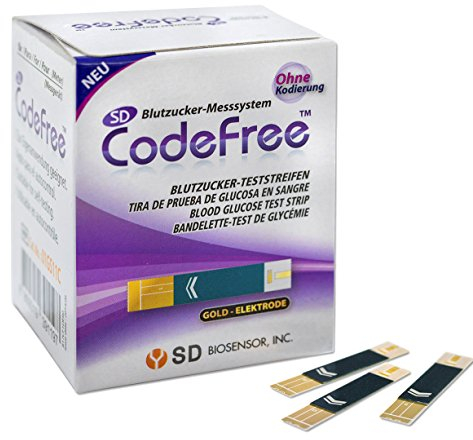 SD CodeFree Blutzuckerteststreifen 50 Stück Diabetes-Tests zur Kontrolle bei Blutzucker (Zucker)