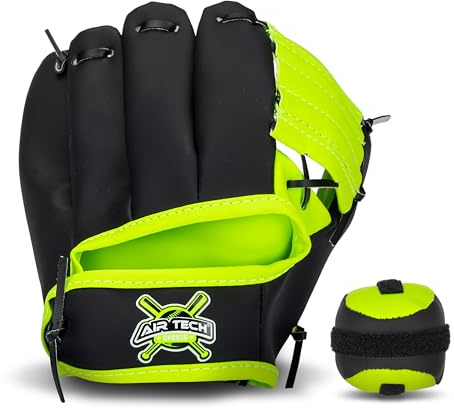 Franklin Sports Kids Toy Baseball Glove + Ball Set - Stiktek Baseball + Teeball Glove for Boys + Girls - Self-Stick Mitt + Ball Included - Youth Toy for Ages 3+ - 8 Inch - Black + Yellow