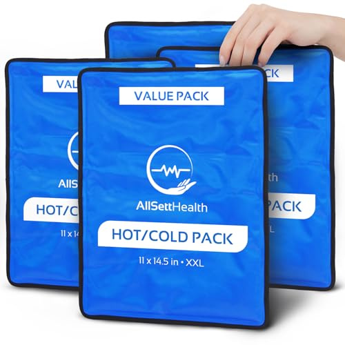 4 Pack XXL Reusable Hot and Cold Gel Ice Packs for Injuries | Compress, Ice Pack, Ice Packs, Cold for Injuries | 11x14.5 in