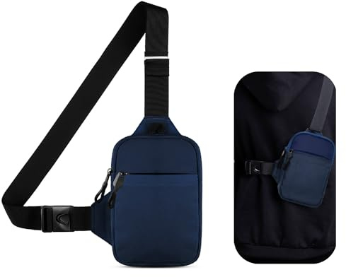 Crossbody Bag, slingväska, axelväskor, slingryggsäck, axelväska, kurirväska med justerbar, män kvinnor flickor pojkar resa dagväska, för utomhussport shopping, Marinblå, Small