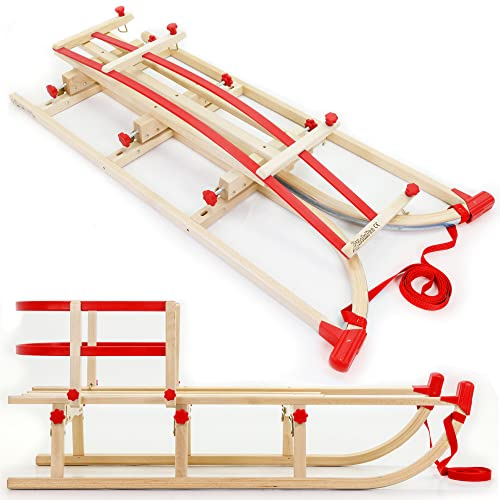 Holzfee Klappschlitten mit Lehne flexibel Tourer Davos S 110 RL S Rot