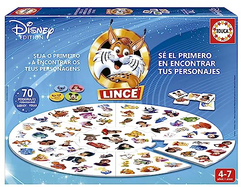 Educa - Lince Edition 70 Charaktere Disney Pixar | Das Brettspiel zur Schärfung der Ansicht, Erinnerung und Reflexionen beim Spaß mit Familie und Freunden | Brettspiele ab 4 Jahren (19690)