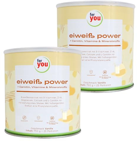 for you Power Eiweiß-Pulver Vanille nach Dr. Strunz 2x 750g - gut lösliches Mehrkomponenten Eiweiß: Molke, Soja-, Milch-, Hühnerei-Protein + L-Carnitin (Doppelpack)