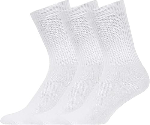 reshmena® 3 par herr bomull rika sportstrumpor andningsbara bekväma män sportstrumpor herrstrumpor herr sport träningsstrumpor UK 6-11, Vit (3 par), 40-45 EU