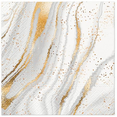20 Servietten Muster Struktur mit goldenen Fasern als Tischdeko. Papierservietten mit Motiv. Auch für Decoupage und Serviettentechnik 33x33cm
