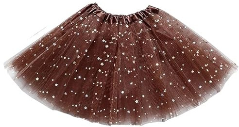 Super Mundo - Falda de Tutu Color Marrón con Estrellas Ballet 3 Capas 30cm Accesorios de Vestimenta de Baile Niñas para Vestirse Disfraces Danza (98322)