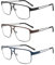 MODFANS 3er-Pack Lesebrille Herren Blaulichtfilter Metallrahmen Rechteck Stil Edelstahl Material